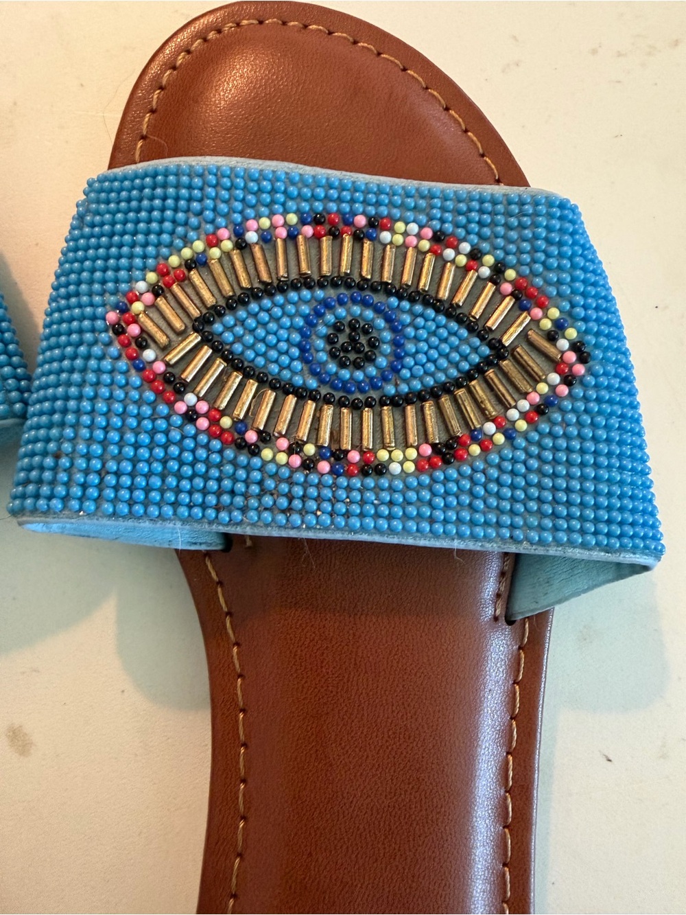 Blue Beaded Slide Sandals size 6 - Picture 4 of 4